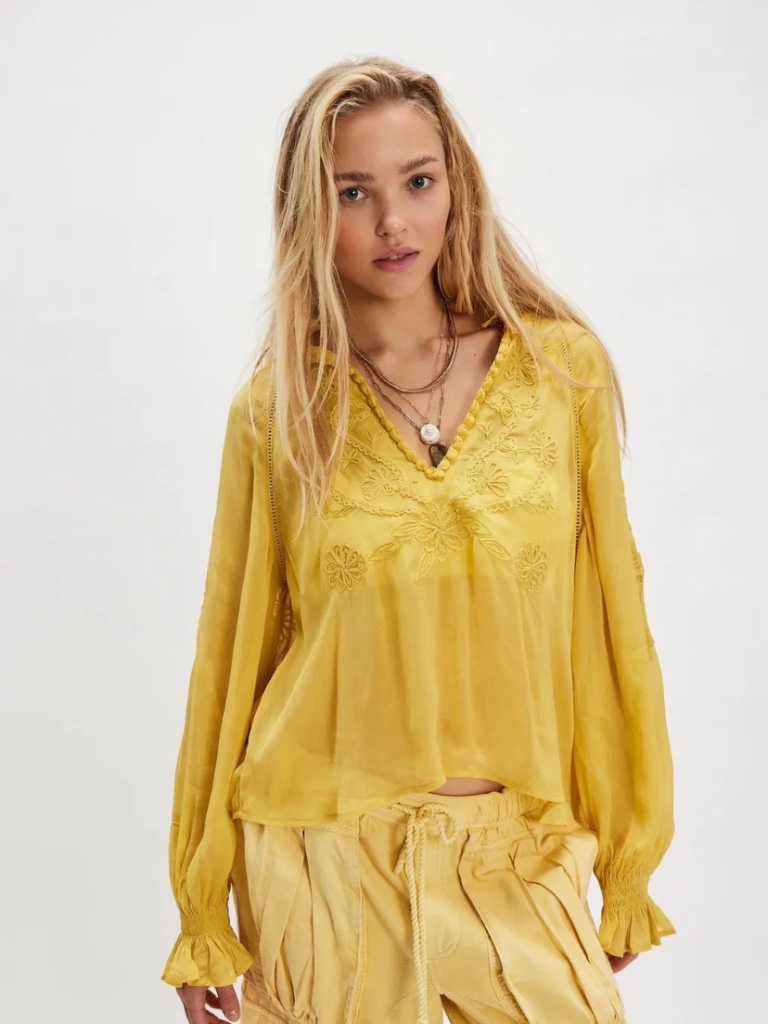 Free People Bali Dragon Lily Blouse New